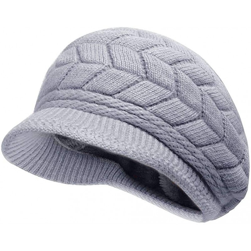 Skullies & Beanies Women Winter Warm Hat Knit Wool Snow Ski Hats Cap with Visor - Dark Gray - CF194KWDO0R $17.50