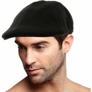 Newsboy Caps Men's Winter 100% Wool Duckbills Warm Solid Ivy Driver Cabby Cap Hat - Black - C91865DMS3H $30.28