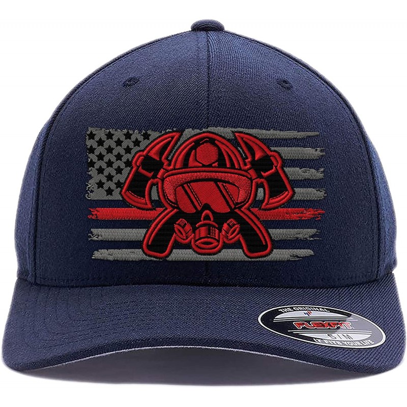 Baseball Caps Flag Embroidered Wooly Combed Flexfit - Dark Navy-3 - CV180R3C0DA $44.03