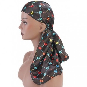 Skullies & Beanies Print Silky Durags Turban Silk Du Rag Waves Caps Headwear Do Doo Rag for Women Men - Tjm-05k-4 - CC197W6HY...