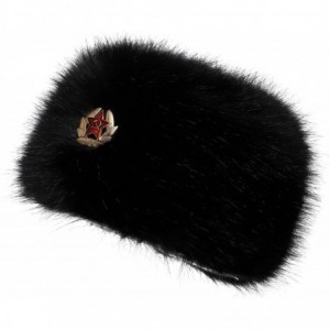 Bomber Hats Women's Winter Faux Fur Cossak Russian Style Hat - Black With Kgb - CF18X58O02A $29.00