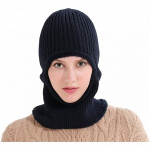 Balaclavas Windproof Ski Face Mask Winter Hats Warm Knitted Balaclava Beanie Hat - Navy - CV1878MYLED $24.40