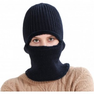 Balaclavas Windproof Ski Face Mask Winter Hats Warm Knitted Balaclava Beanie Hat - Navy - CV1878MYLED $24.40