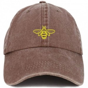 Baseball Caps Bee Embroidered Washed Cotton Adjustable Cap - Chocolate - CT18SW7OYZ9 $32.59