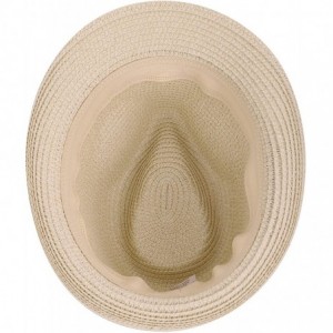 Fedoras Beach Straw Fedora Hat w/Solid Hat Band for Men & Women - 8374_natural - CG194X33ZAQ $28.68