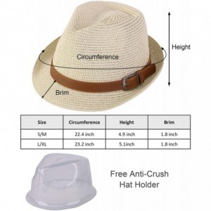 Fedoras Beach Straw Fedora Hat w/Solid Hat Band for Men & Women - 8374_natural - CG194X33ZAQ $28.68