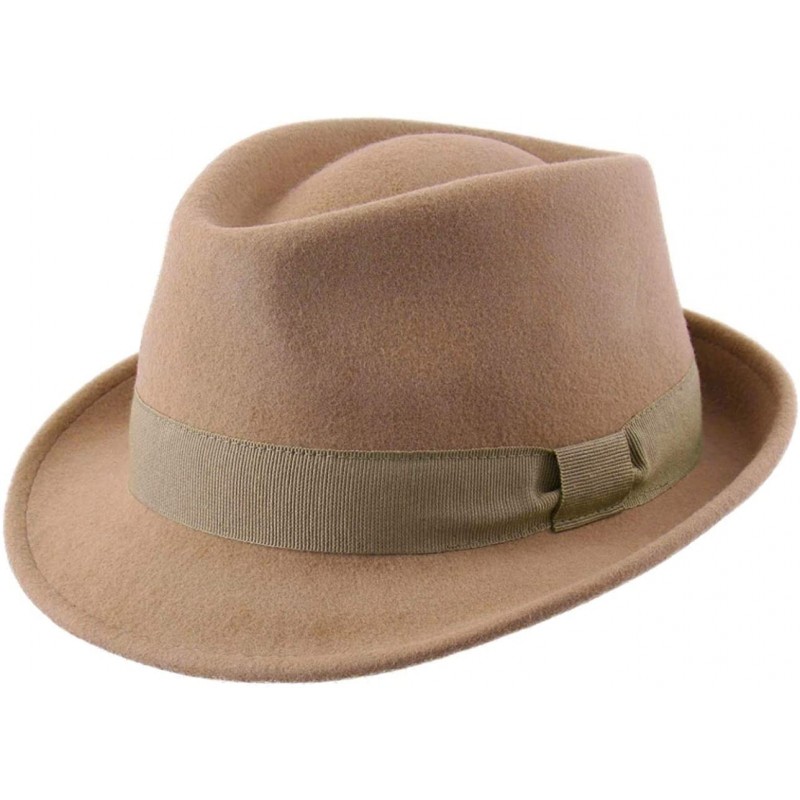 Fedoras Trilby Wool Felt Trilby Hat - Beige - C01884U2RA7 $63.23