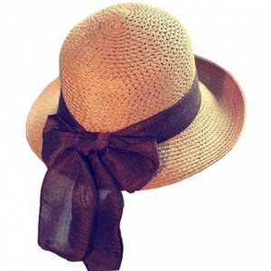 Sun Hats Kekolin Womens Straw Hat Floppy Foldable Roll up Beach Cap Sun Hat - Khaki - CM1829YXM4S $22.64