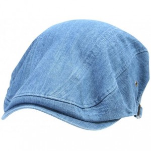 Newsboy Caps Denim Cotton Newsboy Flat Cap with Snapback Ivy Driver Hunting Hat - Medium Blue - CK11CWXCI9B $46.98