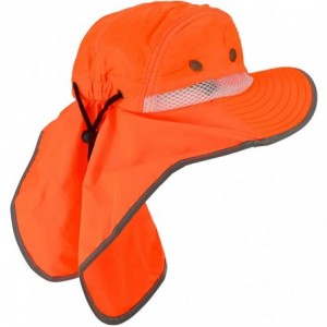 Sun Hats High Visibility Outdoor Full Brim Hat with Back Flap Reflective Tape - Neon Orange - C118QZLCSYA $30.47
