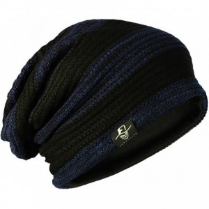 Skullies & Beanies Mens Slouchy Knit Beanie Summer Winter Skullcap Hats B306 - Striped-navy Blue - C212N0KKIZ8 $24.93