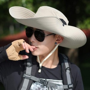 Sun Hats Men Fishing Hiking Hat- Unisex Lawn Gardening Wide Brim Bucket Hats- Cowboy Sun Protection Cap Foldable UPF 50+ - C1...