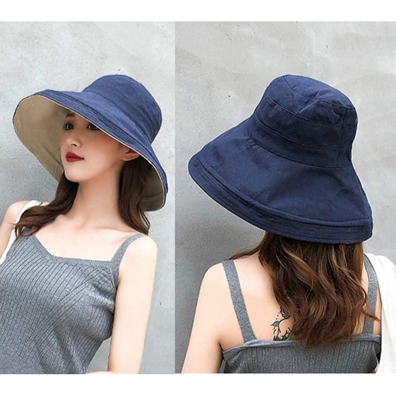 Women Reversible Bucket Hat UV Sun Protection Wide Brim Foldable Floppy ...