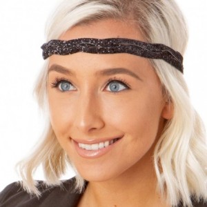 Headbands Adjustable No Slip Cute Fashion Black Headbands for Women & Girls Multi Packs - Black Sparkly Headband 4pk - CB18DT...