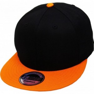 Baseball Caps Classic Snapback Hat Blank Cap - Cotton & Wool Blend Flat Visor - (1.8) Black Orange - CI11JEE2Z7L $21.96