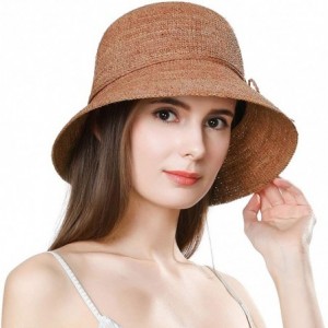 Sun Hats Womens Straw Beach Sun Hat Wide Brim UPF 50+ Panama Fedora Packable & Adjustable - 16023orange - CD18R4S6DSD $49.96