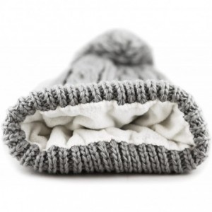 Skullies & Beanies Women Winter Oversized Chunky Thick Stretchy Knitted Pom Pom Beanie Fleece Lined Beanie Hat - 1. Curly Gre...