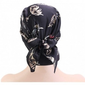 Skullies & Beanies Scarves Pre Tied Headwear Bandana Headwraps - Black Feather - C2196NHT6HI $18.53
