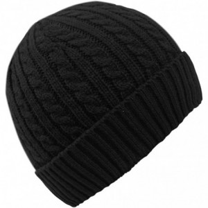 Skullies & Beanies Fashionable Unisex Thick Warm Twisted Cable Knit Winter Beanie Cap Hat (Black) - CY11GSS2U2L $17.02