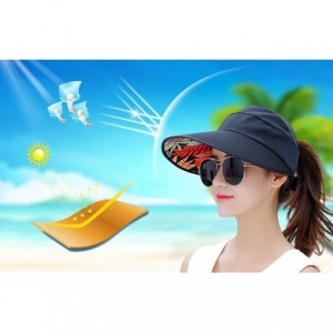 Sun Hats Sun Hats for Women Wide Brim Sun Hat Packable UV Protection Visor Floppy Womens Beach Cap - Black - CX18D695W5M $18.85