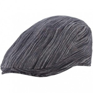 Newsboy Caps Men Women Stripe Cotton Ivy Cap Driving Cabbie Hat - Black Grey - CU18ILZXI90 $20.88