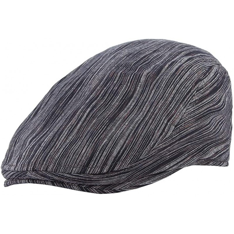 Newsboy Caps Men Women Stripe Cotton Ivy Cap Driving Cabbie Hat - Black Grey - CU18ILZXI90 $17.40