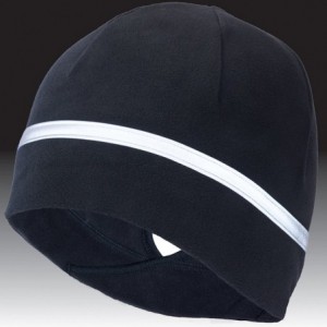 Skullies & Beanies Women's Ponytail Hat - Reflective Cold Weather Running Beanie - Made in USA - Black - CE11R5AUUOZ $48.61