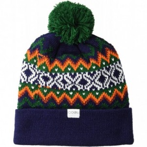 Skullies & Beanies Men's The Winters Fine Knit Nordic Beanie Hat Pom - Midnight - CB18CA4CL97 $57.37