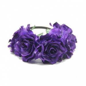 Headbands Rose Flower Crown Headband Hair Wreaths for Wedding Festivals Holiday (Purple) - Purple - C918CWE76U7 $19.67