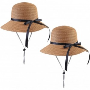 Sun Hats 2 Pack Women Wide Brim Sun Hat Beach Sun Straw Hat with Wind Lanyard UPF50 UV Foldable Floppy Straw Hat Cap - CR18SM...