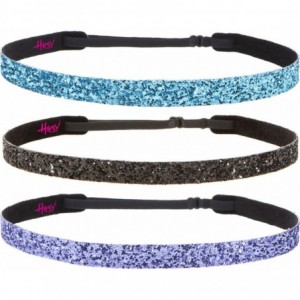 Headbands Women's Adjustable NO SLIP Skinny Bling Glitter Headband Multi 3pk (Teal/Black/Purple) - C811OJ2MI3T $27.79