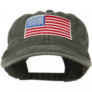 Baseball Caps American Flag Embroidered Washed Cap - Black - CR11MJ3N8Y3 $45.59