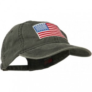 Baseball Caps American Flag Embroidered Washed Cap - Black - CR11MJ3N8Y3 $45.59