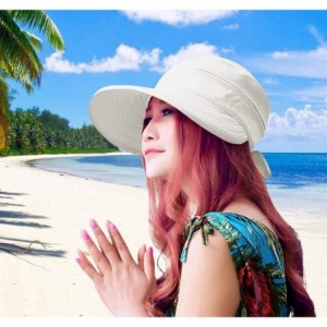 Sun Hats Sun Hats for Women with UV Protection Wide Brim Sun Hat Visor Summer Beach Outdoor Foldable Womens Cap - Beige - C41...
