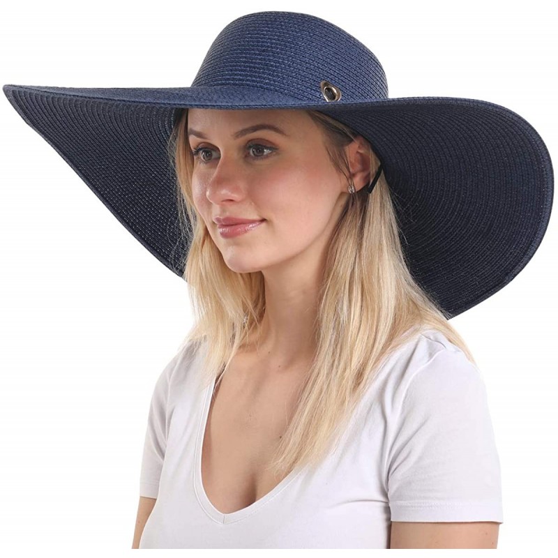 Sun Hats Foldable Women Beach Hat Sun Hat - 2020 - Navy - CK194MGK2CC $25.49