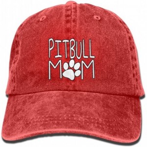 Baseball Caps Unisex Washed Pitbull Mom Fashion Denim Baseball Cap Adjustable Travel Hat - Red - CB18DUKOHU9 $28.79