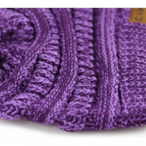Skullies & Beanies Soft Stretch Cable Knit Warm Chunky Beanie Skully Winter Hat - 2. Two Tone D. Purple - CV186UKH6UC $22.08