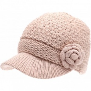 Skullies & Beanies Women's Knitted Newsboy Hat Double Layer Visor Beanie Cap with Soft Warm Fleece Lining - CO194SLHMQA $29.91