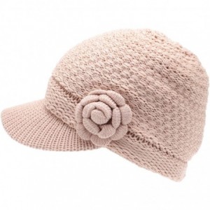 Skullies & Beanies Women's Knitted Newsboy Hat Double Layer Visor Beanie Cap with Soft Warm Fleece Lining - CO194SLHMQA $28.44