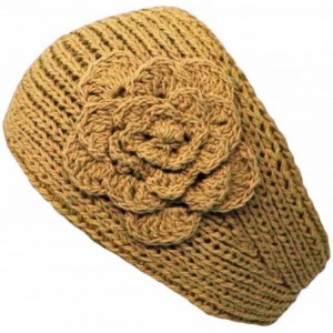 Cold Weather Headbands Knit Handmade Headband With Flower - Beige - CG118R4QO7V $28.37