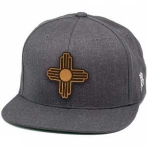 Baseball Caps NewMexico 'The Zia' Leather Patch Snapback Hat - Charcoal - CC18IGQ52ZA $48.71