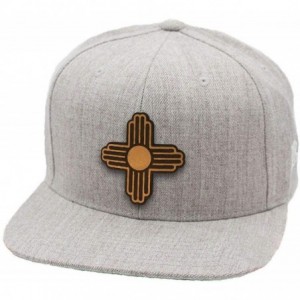Baseball Caps NewMexico 'The Zia' Leather Patch Snapback Hat - Charcoal - CC18IGQ52ZA $48.71