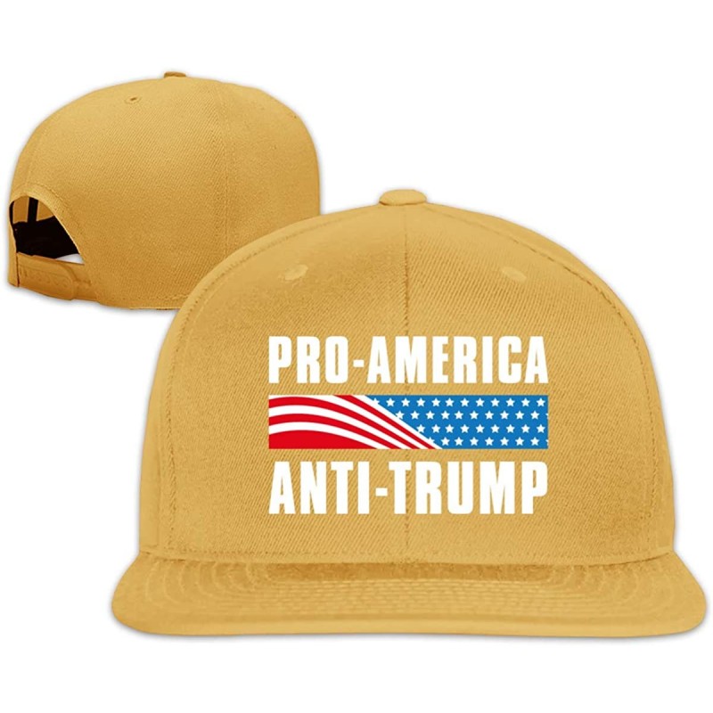 Baseball Caps Pro-America Anti-Trump Snapback Hats Adjustable Casual Flat Bill Baseball Cap Womens - Yellow - CB196XQHWAZ $27.17