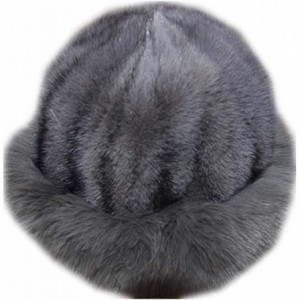 Berets Womens Winter Hat with Fox Brim Real Fur Hats - Gray-1 - CN18M7W8UHA $114.77