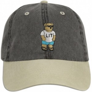 Baseball Caps LIT Teddy Cap Hat Dad Fashion Baseball Adjustable Polo Style Unconstructed New - Black / Sand - CQ185Q6UY74 $29.21