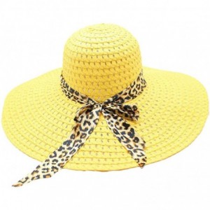 Sun Hats Women Hat Fineser Leopard Bowknot - Yellow - C918O8545CA $16.94