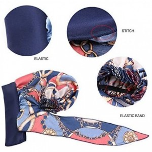 Skullies & Beanies Women Vintage Silky Turbans Bonnet Elastic Wide Band Multifunction Printing Hat Chemo Hair Loss Cap - F-bl...