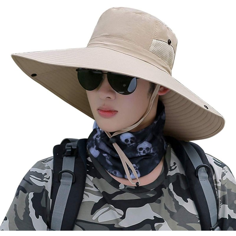 Sun Hats Men Fishing Hiking Hat- Unisex Lawn Gardening Wide Brim Bucket Hats- Cowboy Sun Protection Cap Foldable UPF 50+ - CK...