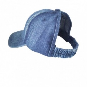 Baseball Caps Backless Ponytail Hats Pony Caps Baseball for Women Elastic-Visor (Denim Blue) - Denim Blue - C018SS2HQH4 $25.81
