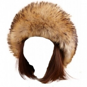 Cold Weather Headbands Women's Faux Fur Headband Soft Winter Cossack Russion Style Hat Cap - Brown&black - CL18L8KMTYI $29.15